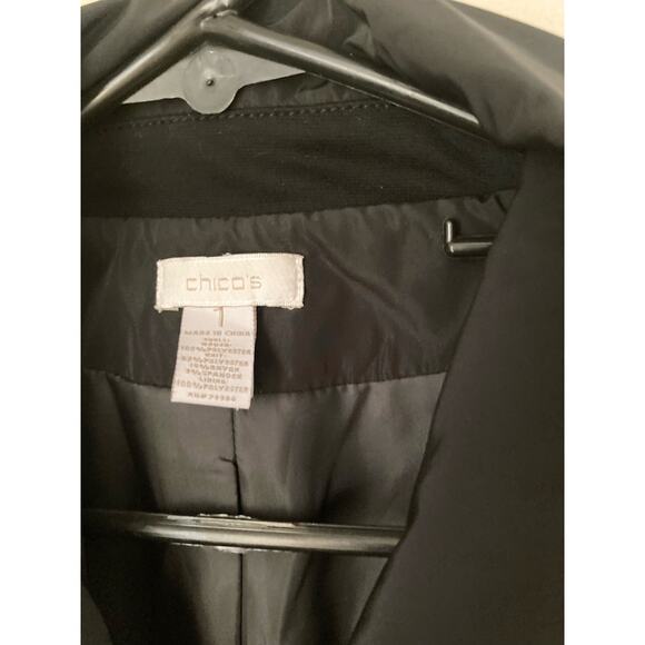 Chico's Women's Jacket Size 1 (M-8) Black Button Up Zip Pockets - Picture 4 of 6